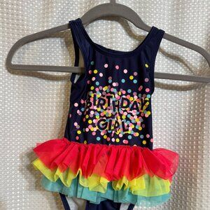 Cat and Jack Birthday Confetti Swim Bathing Suit with Colorful TuTu Size 2T